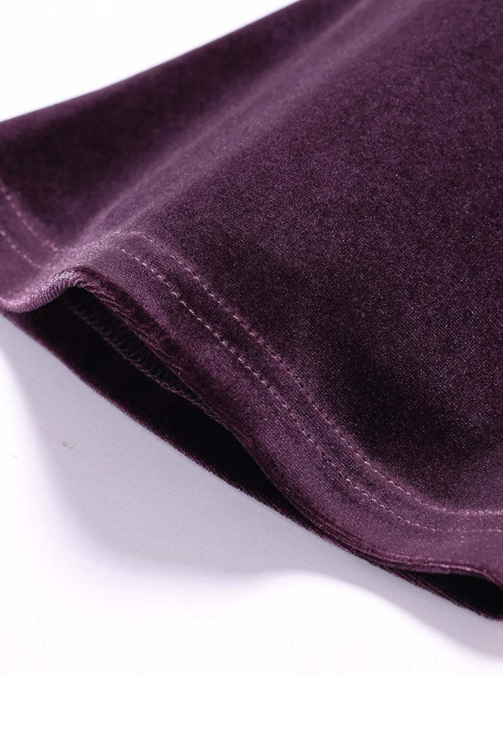 Purple Velvet Long Sleeve Lace V-Neck Maxi Dress