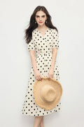 French-Inspired Polka-Dot Midi Dress