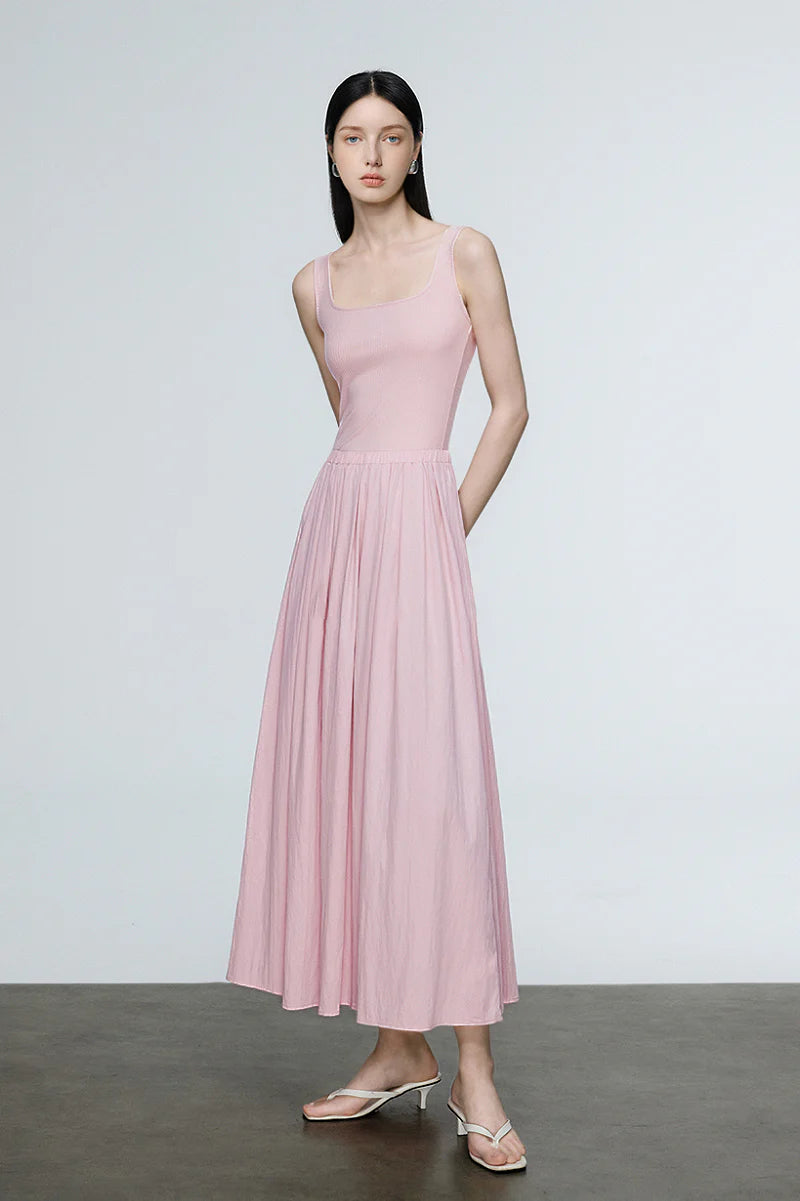 Casual Fit & Flare Ribbed Tank Maxi Dress