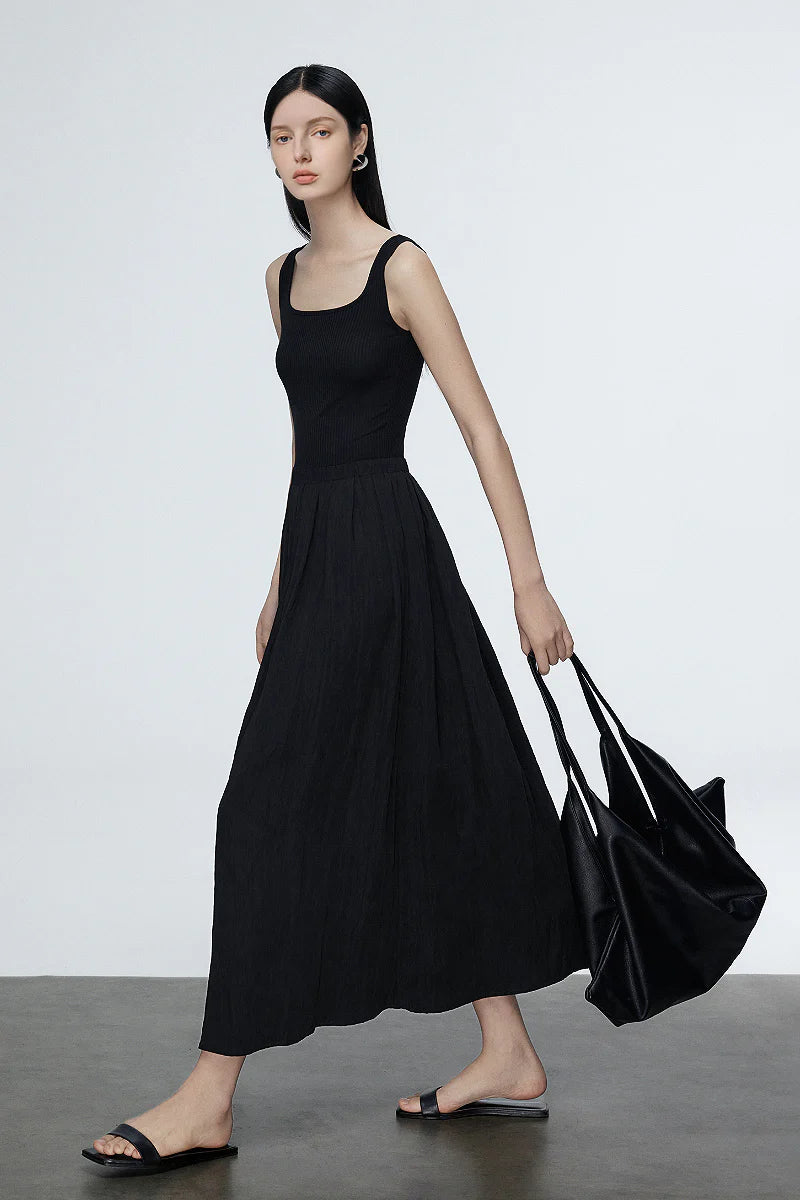 Casual Fit & Flare Ribbed Tank Maxi Dress
