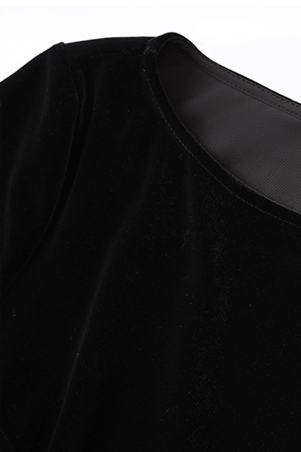 Black Velvet Long Sleeve Crewneck Maxi Dress