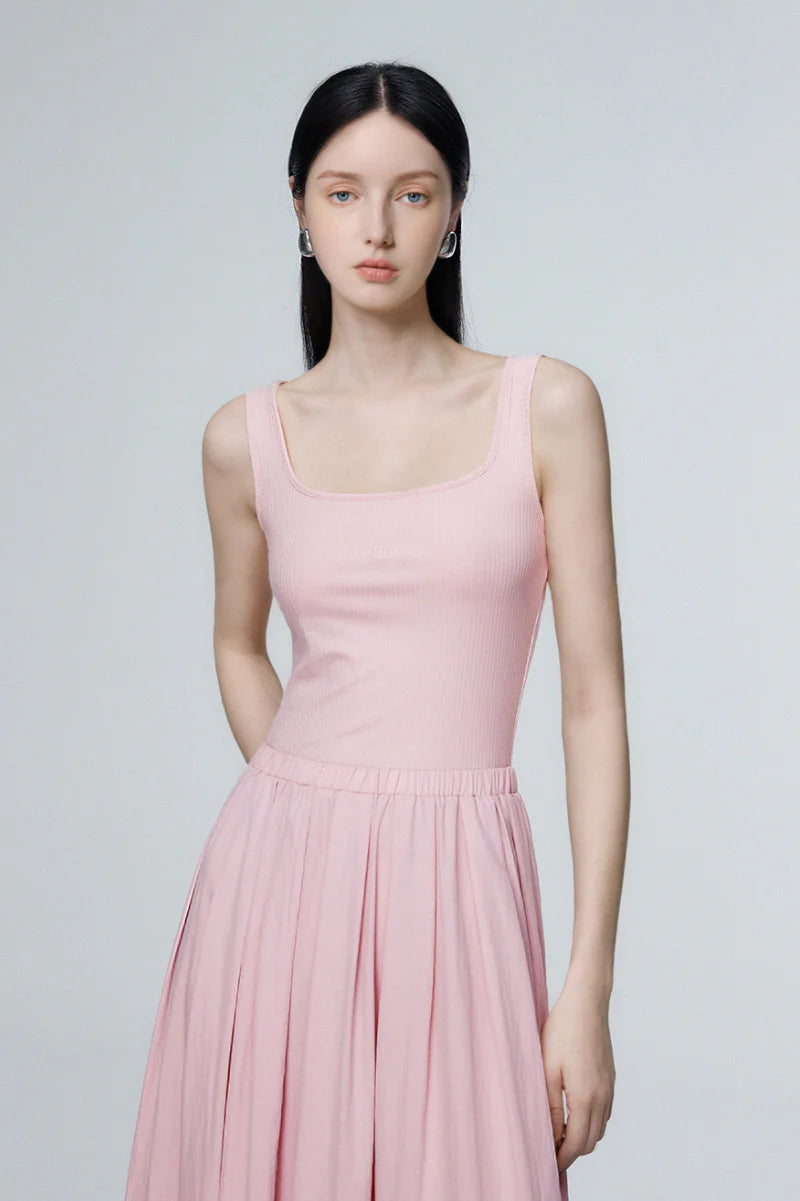 Casual Fit & Flare Ribbed Tank Maxi Dress