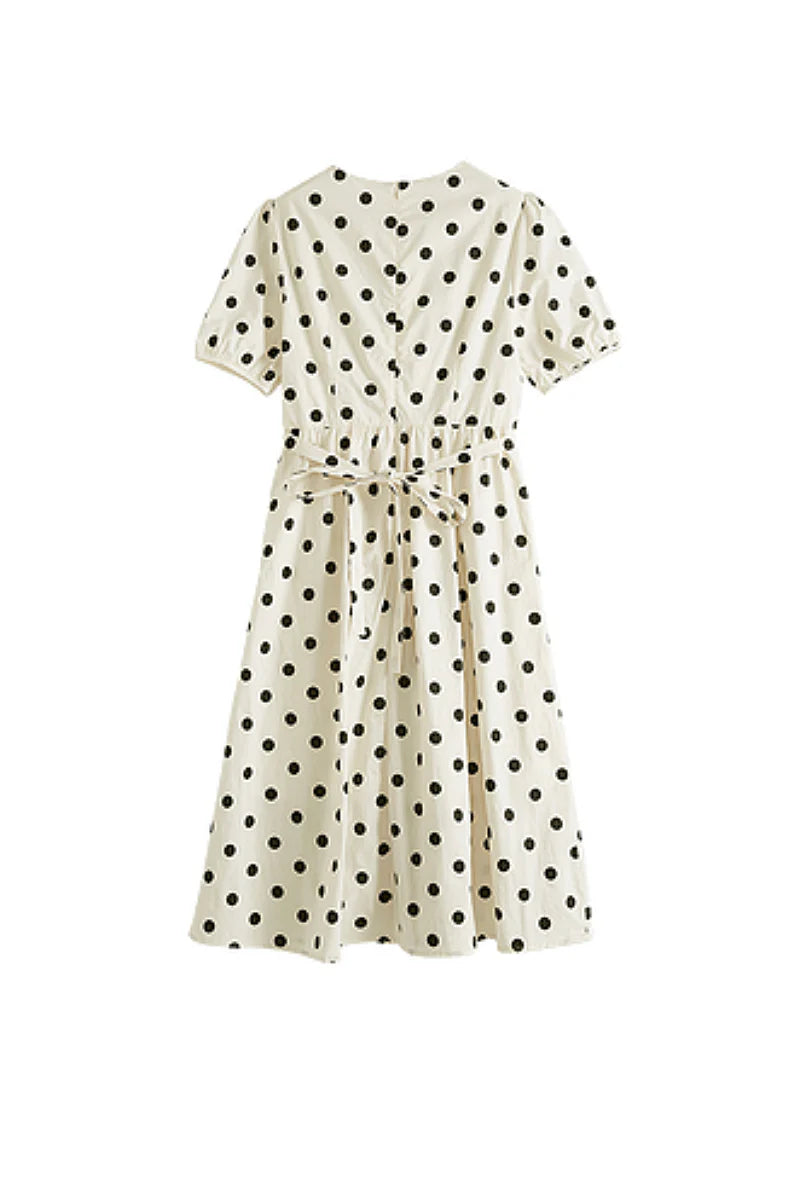French-Inspired Polka-Dot Midi Dress