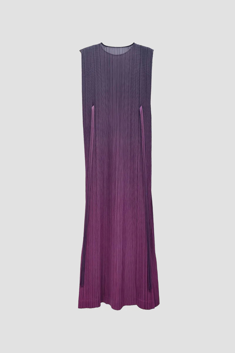 Ombre Pleated Sleeveless Midi Dress