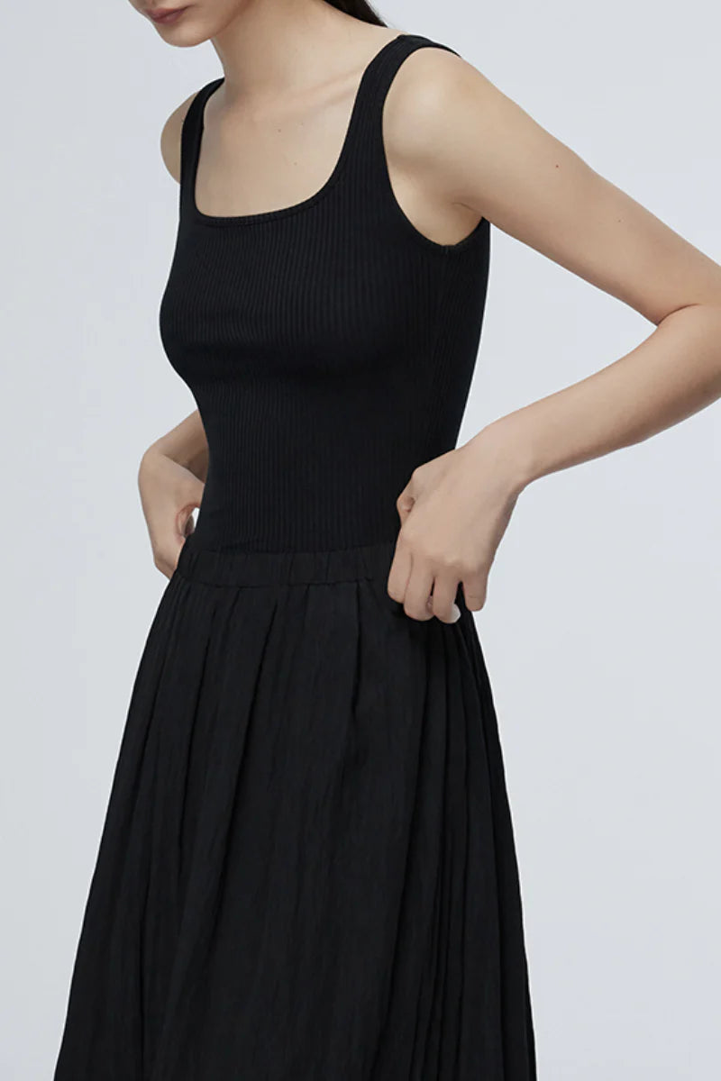 Casual Fit & Flare Ribbed Tank Maxi Dress