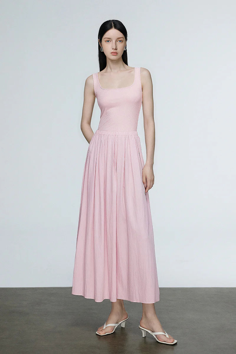Casual Fit & Flare Ribbed Tank Maxi Dress