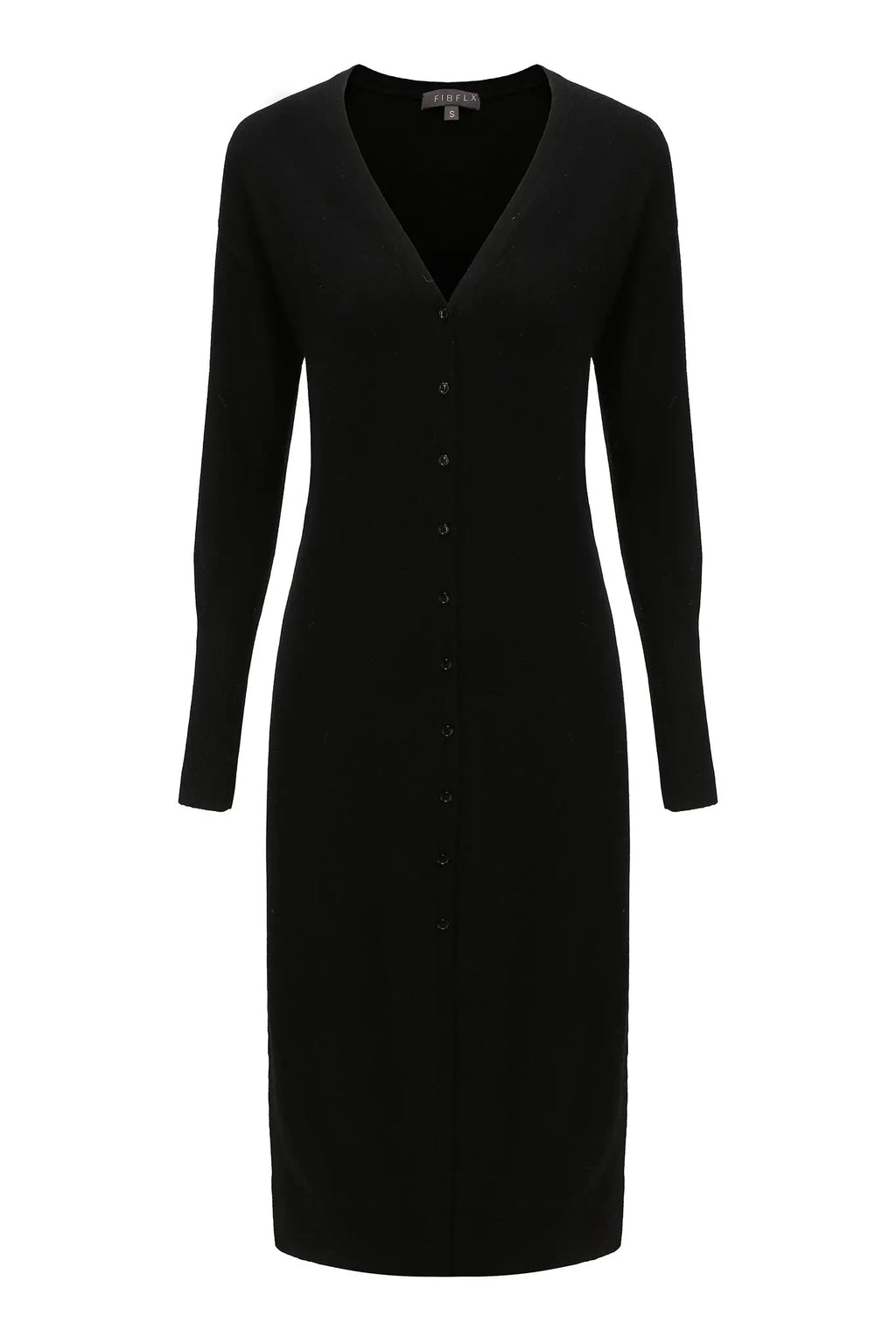 V-Neck Cardigan Sweater Dress in Merino Wool