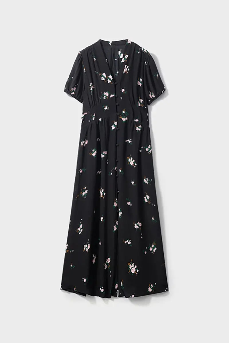 Women's Short Sleeve Polka Dot Silk Dress