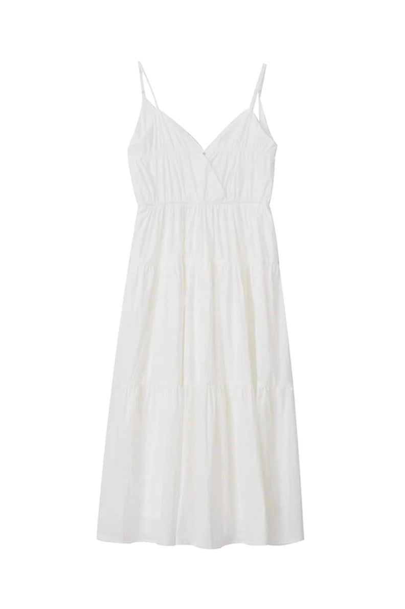 French Style Spaghetti Strap Vacation Maxi Dress