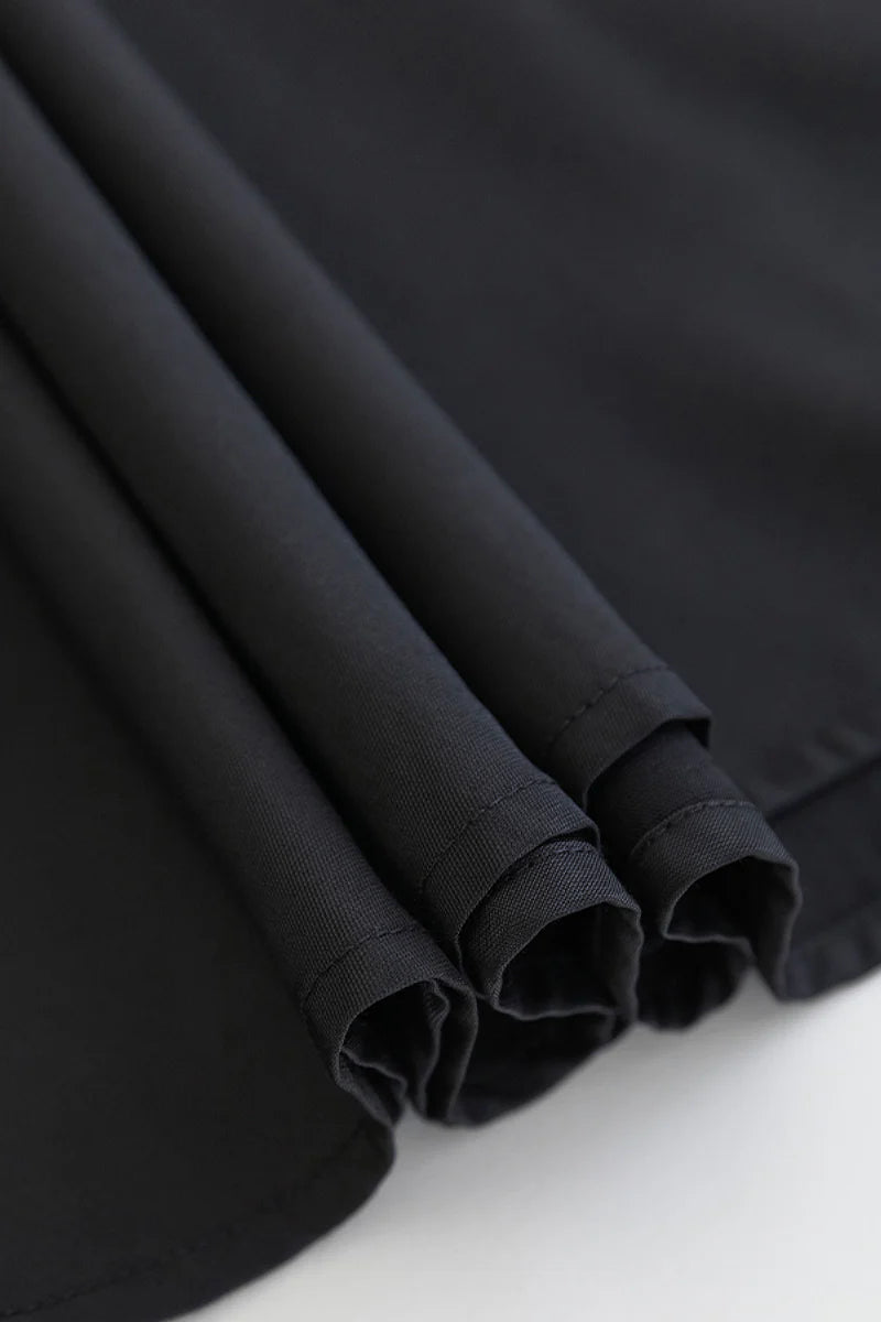 Black Fit & Flare Long-Sleeve V-Neck Maxi Dress