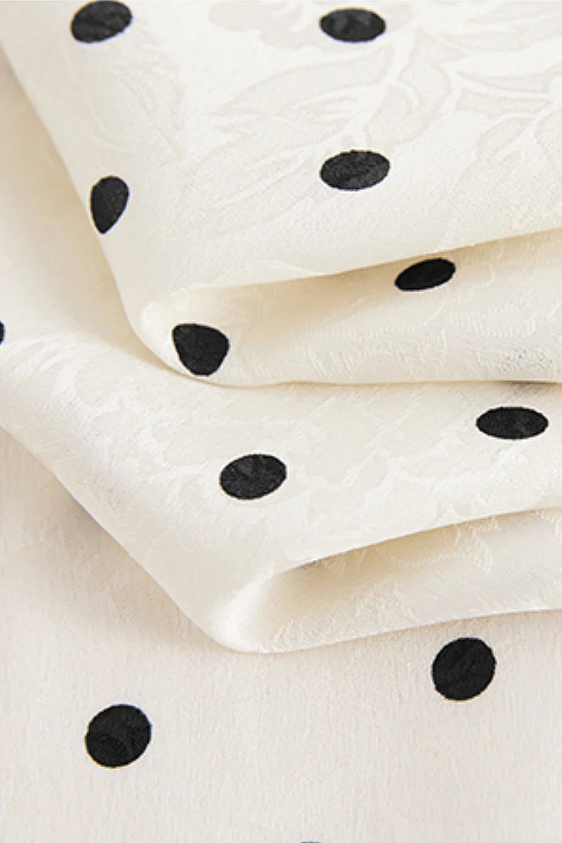 White Polka-Dot Midi Dress