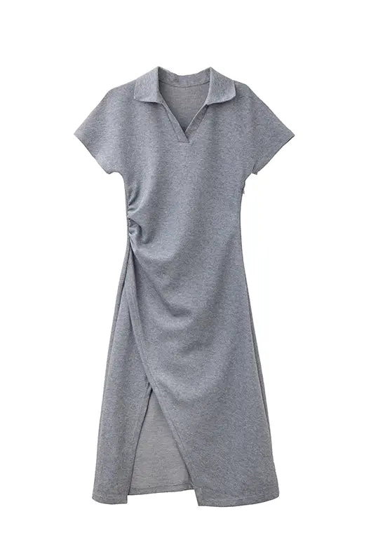 Side Slit Polo Shirt Dress