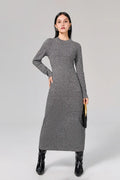Slim Fit Long Sleeve Knit Wool Maxi Dress