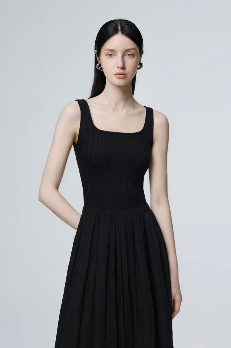 Casual Fit & Flare Ribbed Tank Maxi Dress