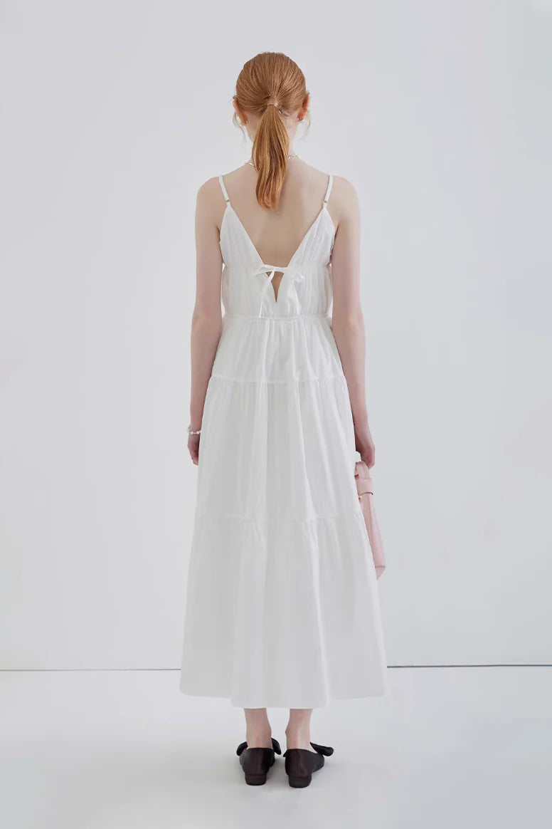 French Style Spaghetti Strap Vacation Maxi Dress
