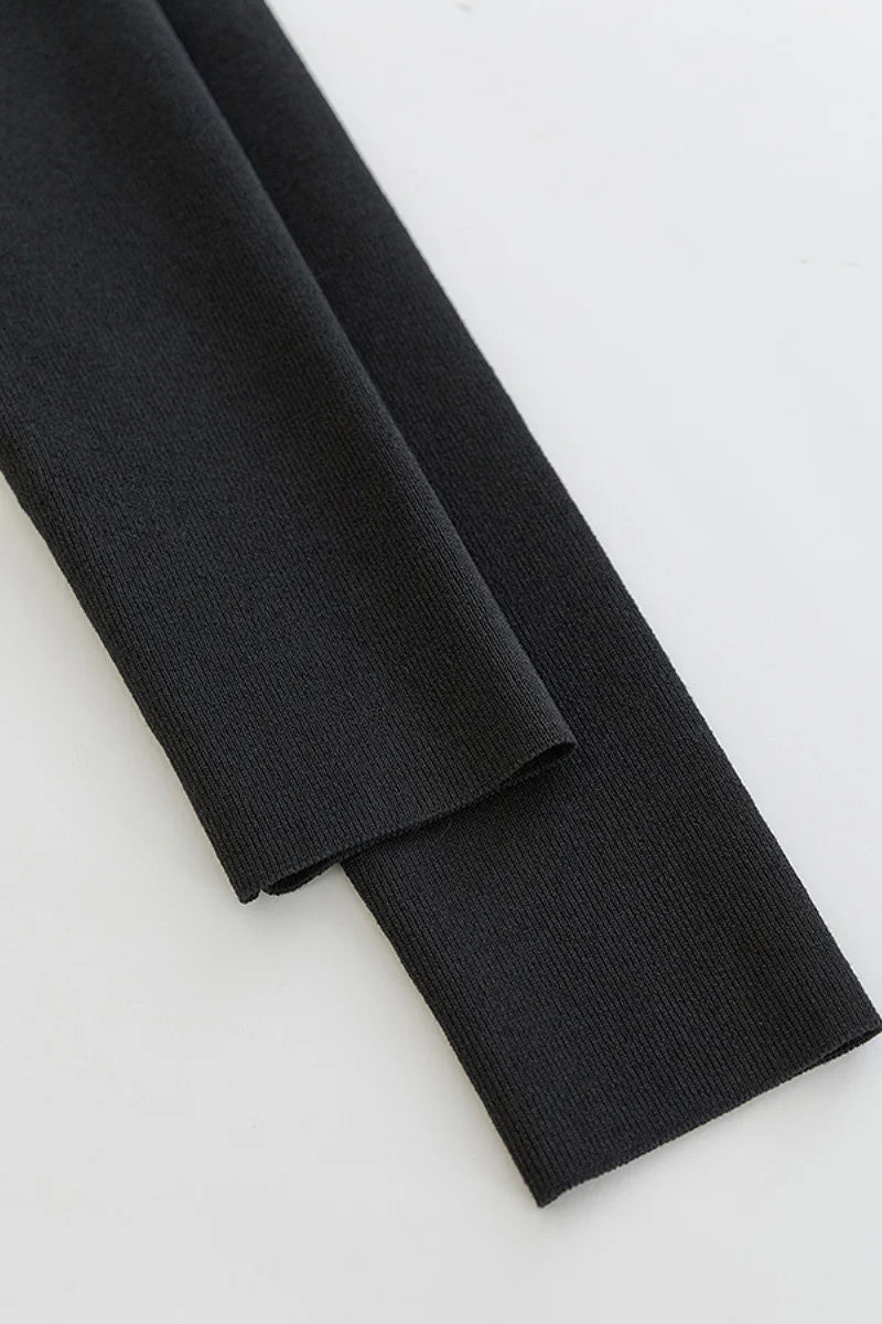 Black Fit & Flare Long-Sleeve V-Neck Maxi Dress