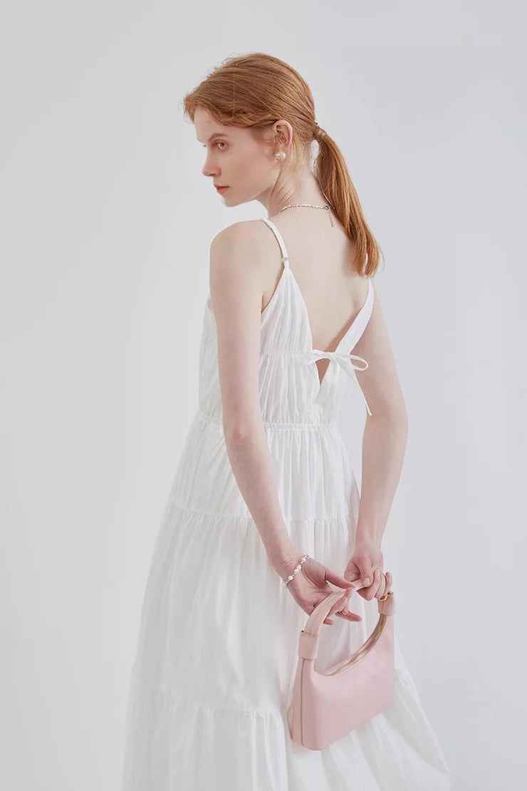 French Style Spaghetti Strap Vacation Maxi Dress